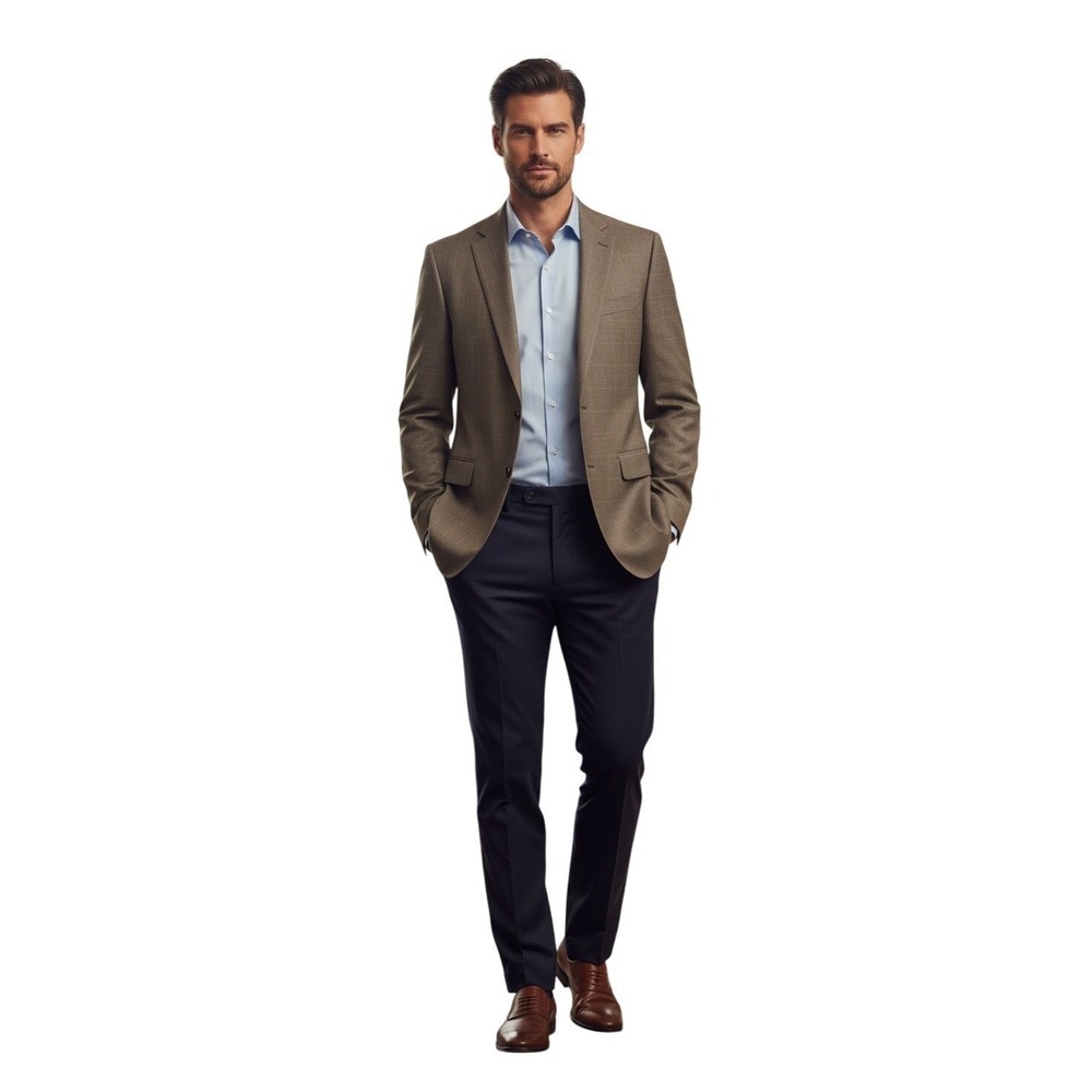 Stafford Culture Men's 42 Short Brown Wool Blend Classic Fit Blazer Suit